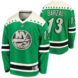 Herren New York Islanders Eishockey Trikot mathew barzal 13 2021 St Patricks Day Grün Breakaway